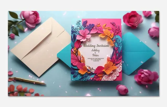 Colorful Floral 3D Wedding Invitation Slideshow